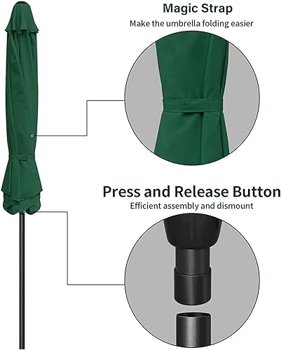 Vista 157 de Simple Deluxe Sombrilla de patio de 9 pies con botón de inclinación/manivela