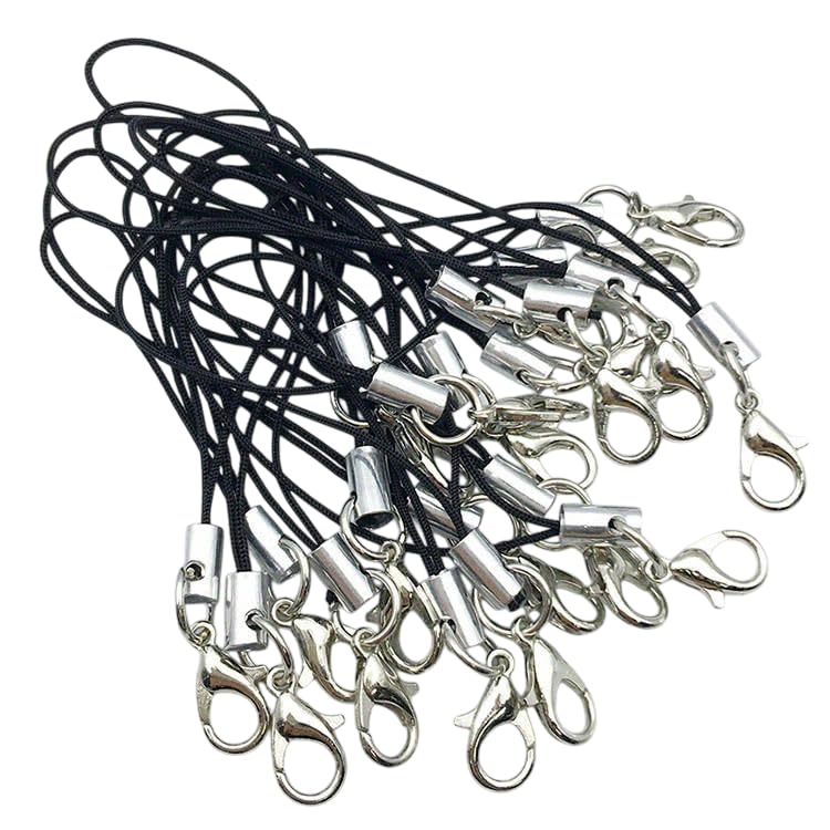 Angel's Store Pack of 12 Phone Strap Strings with Lobster Clasp | Phone Charm Threads for DIY Jewellery, Keychains, Badge Holders & Craft Projects