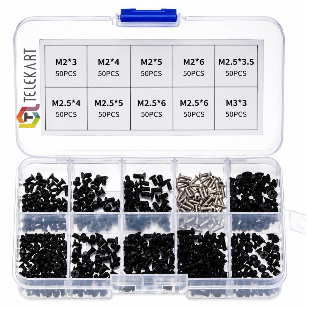 Uiversal Laptop Repair Srew Set (500 Pcs) |Multi-Type Assorted Black Steel Screws for Professional Laptop Repair | Hardware Screws Set for DELL LENOVO HP TOSHIBA ACER IBM ASUS-picture-17