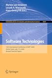 Software Technologies: 15th International Conference, ICSOFT 2020, Online Event, July 7–9, 2020, Revised Selected Papers (Communications in Computer and Information Science)