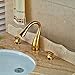 Produktbild Galvanik Galvanik Retro Retro Wasserhahn Wasserhahn weit verbreitet 3 Löcher Waschbecken Wasserhahn aus Messing mit zwei Griffen Gold Mischbatterie Bad Mischer, 501 BT