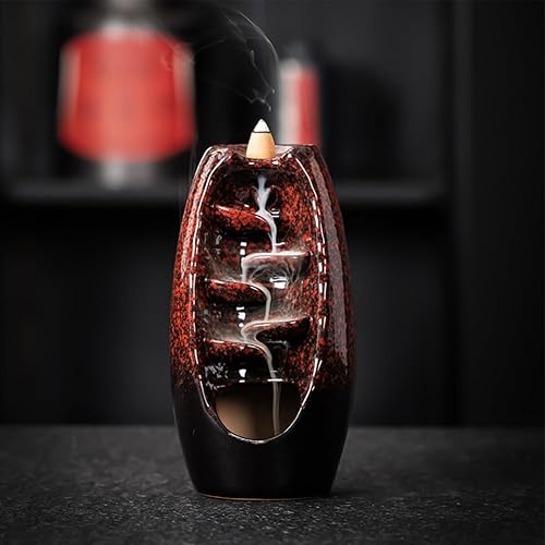 Miniatura 4 de Quemador de incienso de cerámica con 10 conos, decoración de cono de incienso en cascada con alfombra, adorno de aromaterapia, decoración del hogar