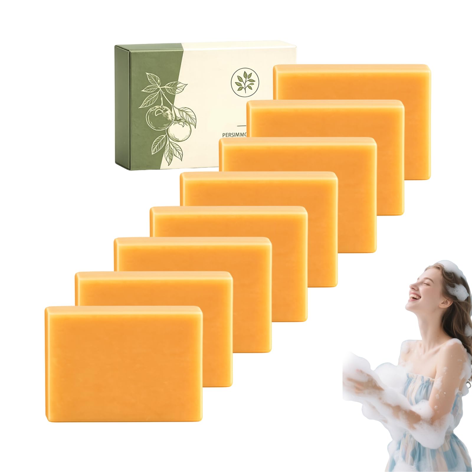 Kaki-Seife, Körperpflegeseife für Bad und Dusche (8 Stück)