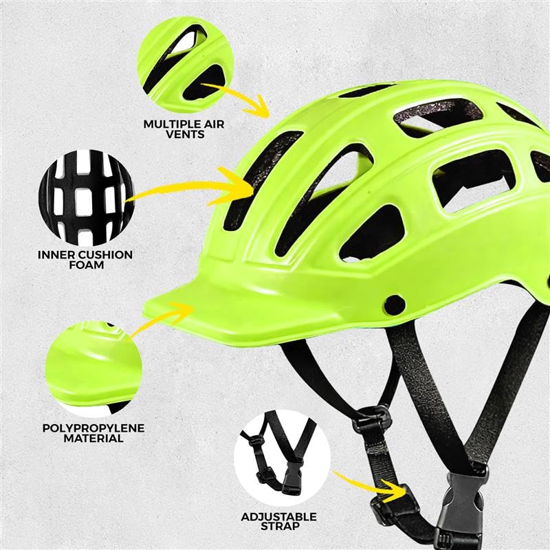 Image of Jaspo Tyro Complete Protective Gear Set for Kids | Helmet with Knee Pads, Elbow Pads & Wrist Guards for Skating, Cycling & Skateboarding (Neon) (6-14 Years)