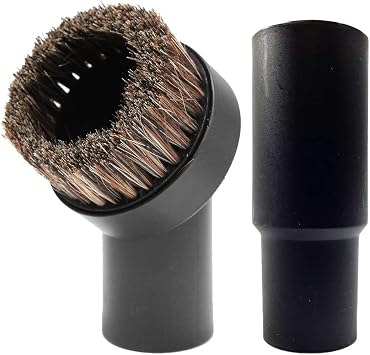 MaximalPower 1021+1555 Dusting Brush Attachment and Hose Adapter - Small Round Brush Compatible with Most Canister Central Upright Vacuums, Black | Adapter Works with HV310 HV319Q HV320 HV320W HV321 HV322 NV352 UV560 NV581 NV341 NV500 NV351 NV785 etc.