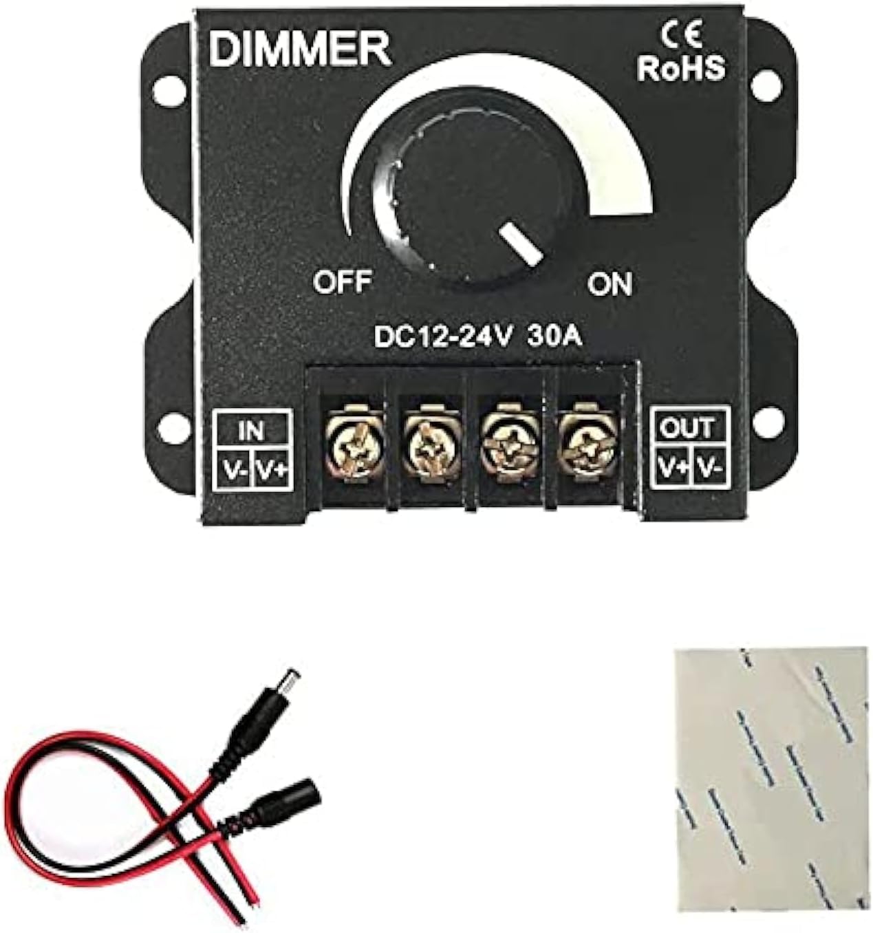 PWM 12V 24V 30A/720W LED Dimmer Controller for Single Color LED Strip Lighting Lamp Ribbon Light Black Button Control Brightness 3.35 x 2.36 x 1.38 inches