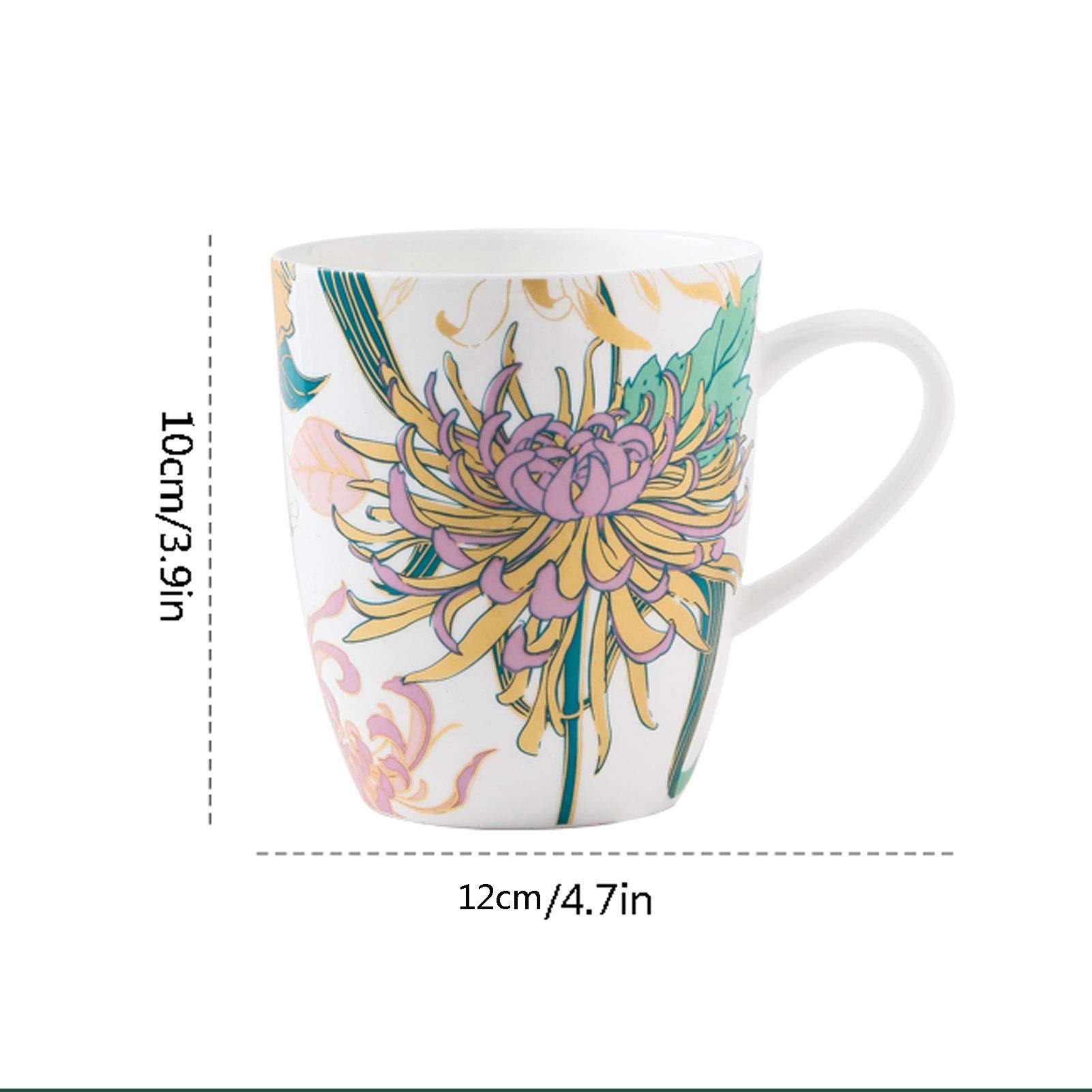 Filiżanki do kawy, kubek elegancka chryzantema seria lukier cenny kolor kości porcelana kubek mleko kubek śniadanie kubek światło luksus ręcznie malowany romantyczny wzór popołudnie herbata 400 ml