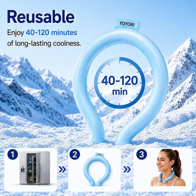 Anillo de cuello refrescante portátil, collar de hielo reutilizable | Mantiene los 18°C ​​para viajes deportivos al aire libre en verano(Purple-2pcs)