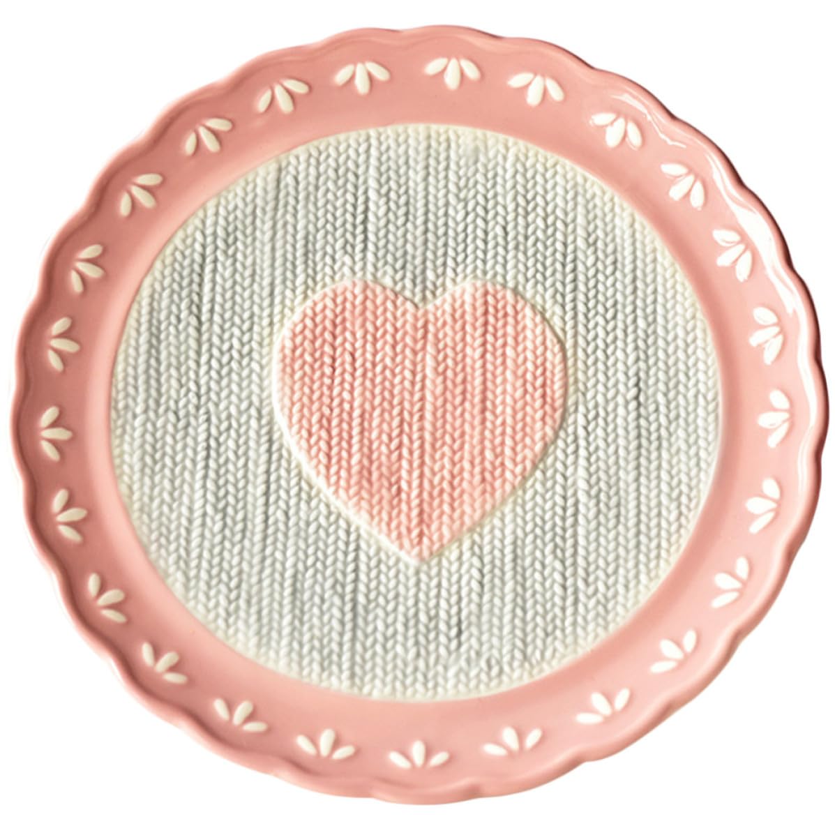 Plato de Cerámica Rosa Corazón para Tartas y Postres