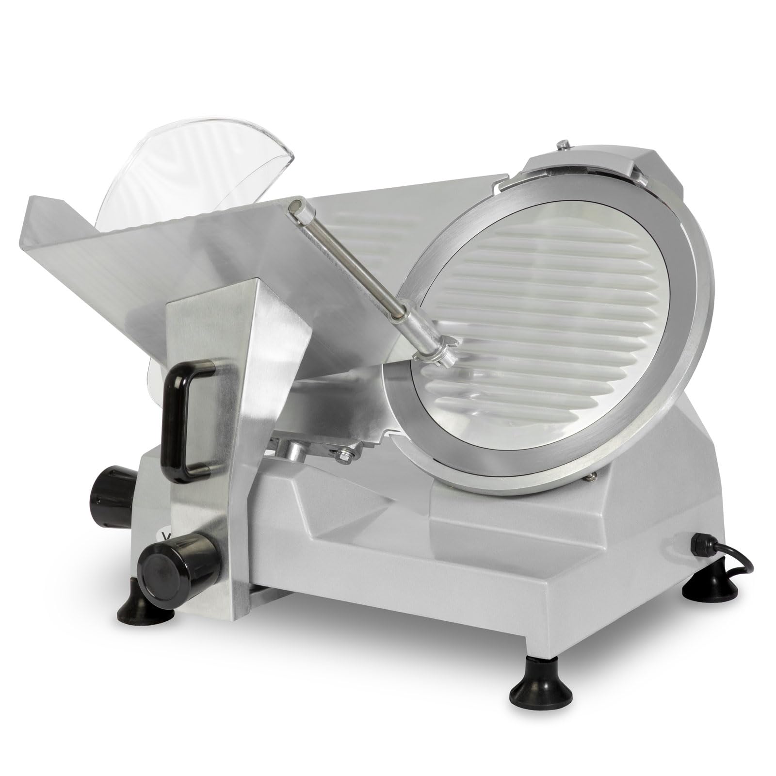VERTES Affettatrice Elettrica Professionali con 300mm Coltello Diametro e 250 Watt, 0-15 mm di Spessore di Taglio, Interruttore di Sicurezza, Piedini in Gomma Antiscivolo, Pietra per Affilare