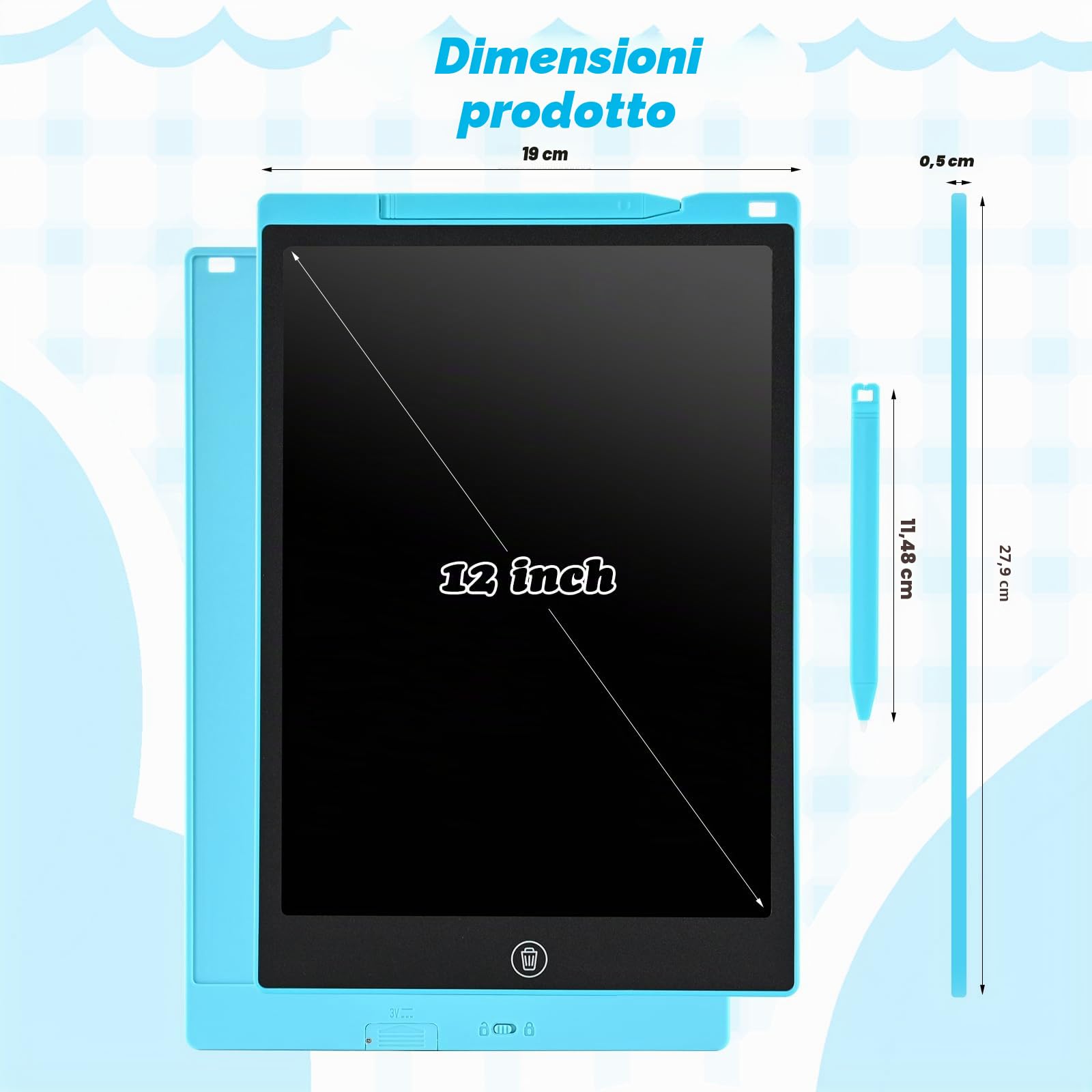 Giochi Bambini 3 4 5 6 7 8 9 Anni,cimetech Tablet Bambini 12 pollici Lavagna Cancellabile Regalo Bambina Bambino Natale Calendario Avvento 2025 Giocattoli