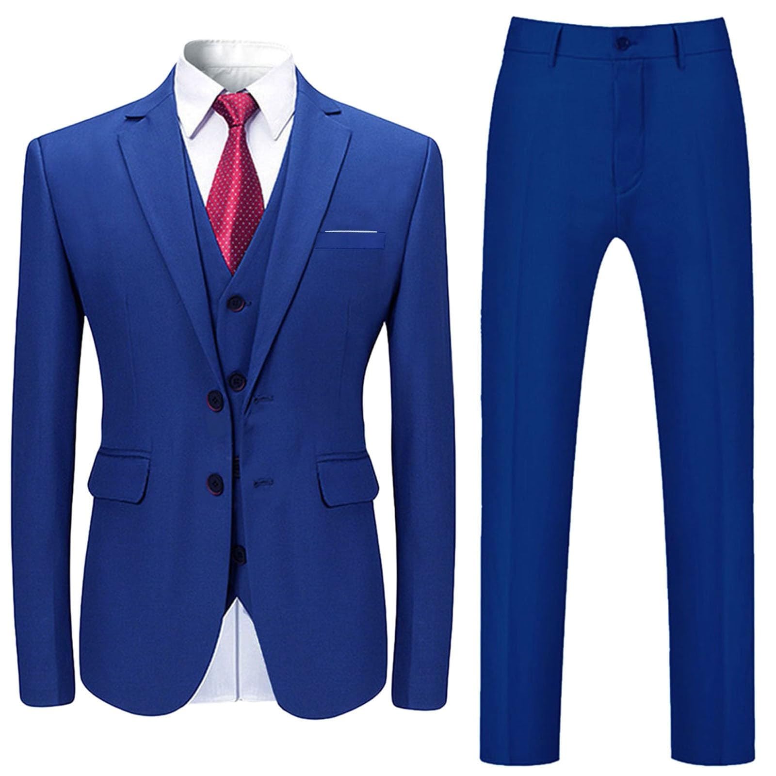 Męski garnitur slim fit jednolity kolor elegancki garnitur smokingowy męski biznesowy na formalne wesele marynarka + spodnie + kamizelka biznesowa na uroczyste kolacje z jednym guzikiem garnitur 3