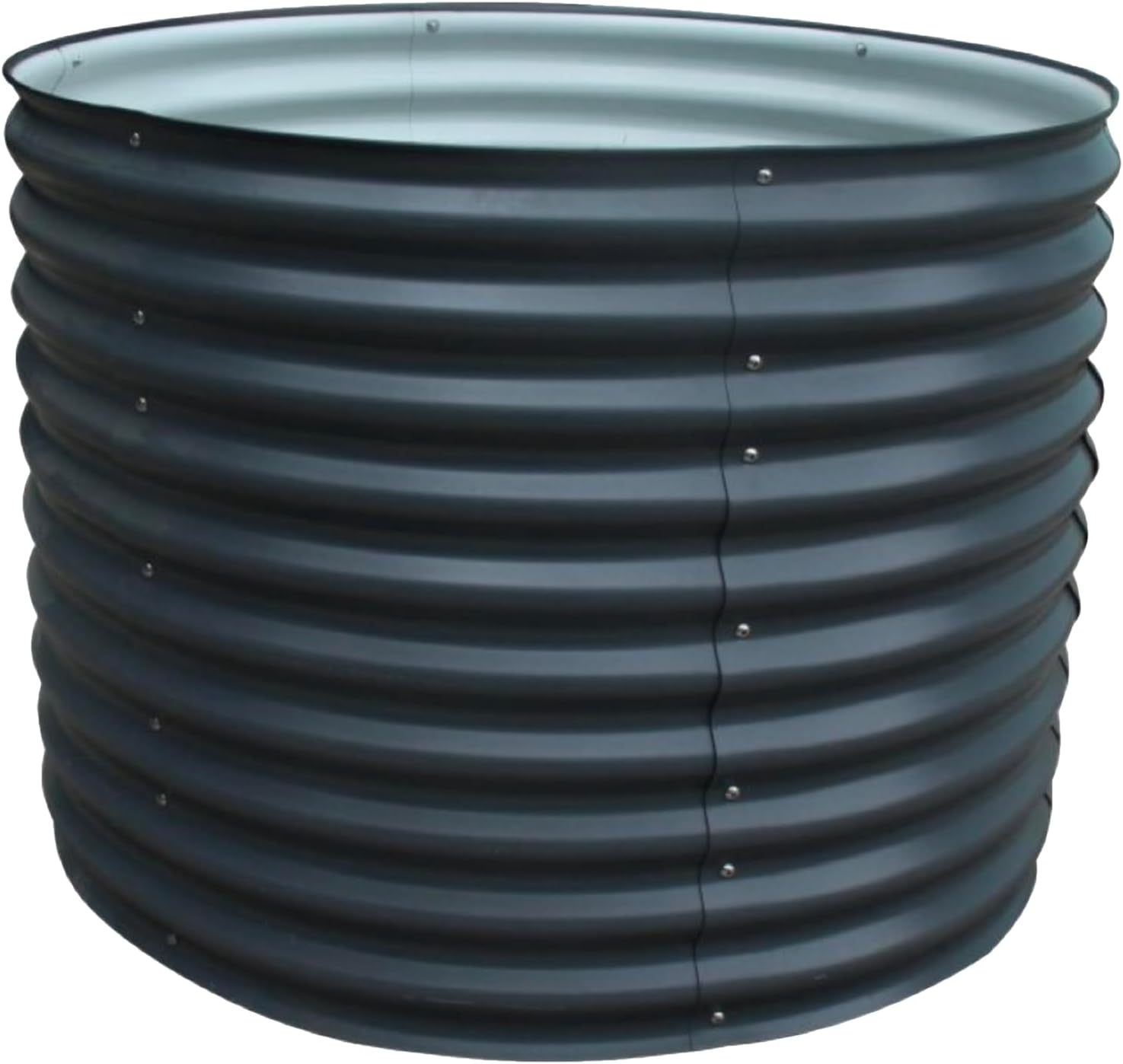 Drip Depot Modular Metal Raised Garden Bed - Waves - Gray - Round - 42" Diameter x 32" H