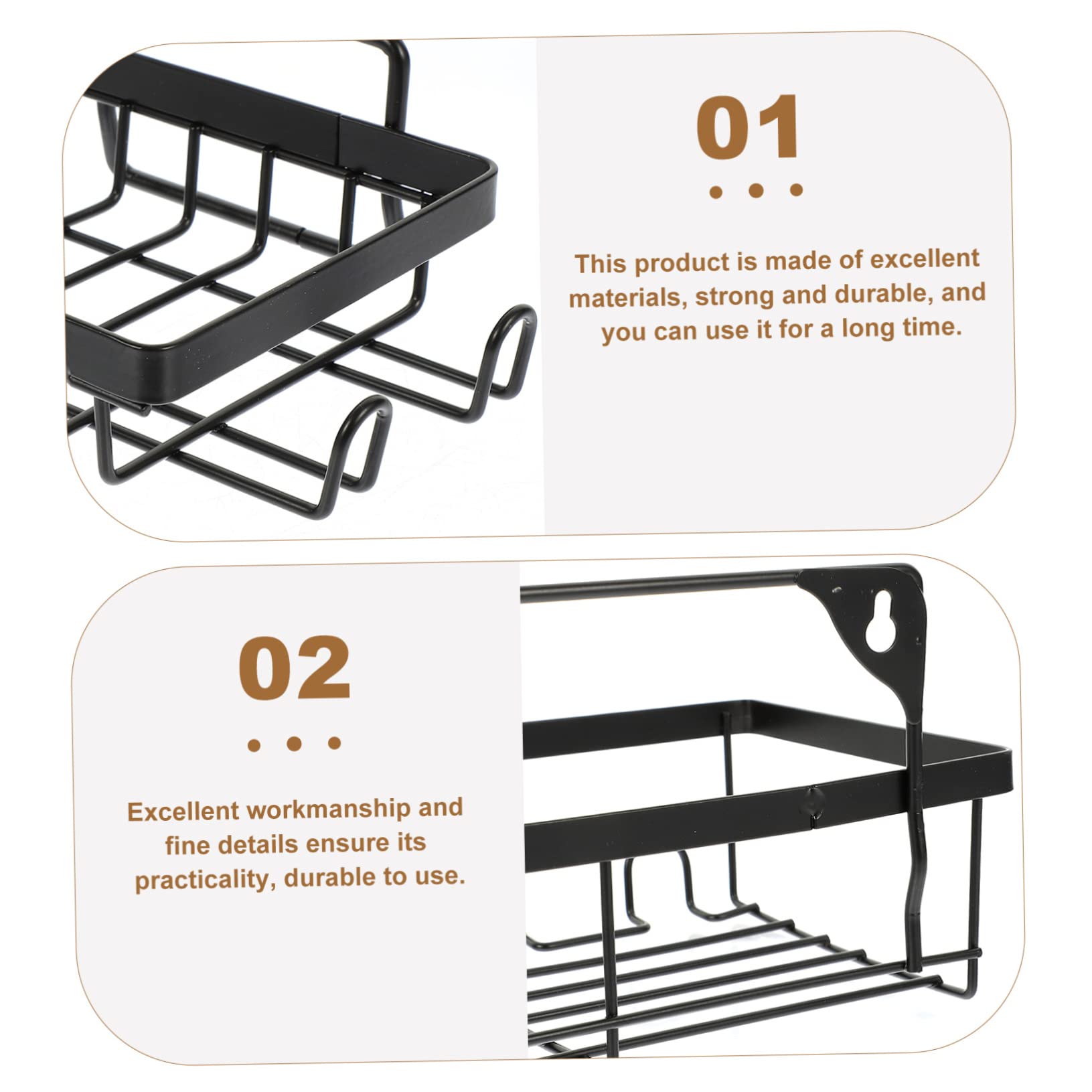 Gatuida 3 pezzi Portasapone Doccia Nero Foratura Organizer per Shampoo e Accessori Mensole Resistenti e Facili da per Uso