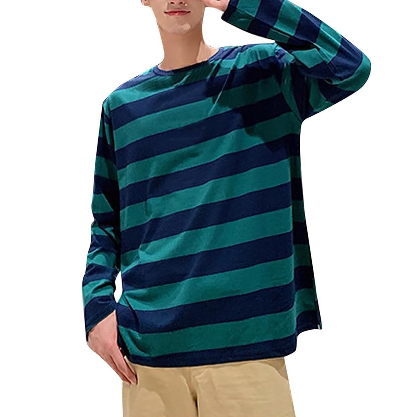 Striped Shirt Men Women Red White Long Sleeve T-Shirt Carnival Long Sleeve T-Shirt Horizontal Stripes Wide Stripes Fine Stripes Crew Neck Leisure Top Striped Shirt Fancy Dress Costumes - Image 2