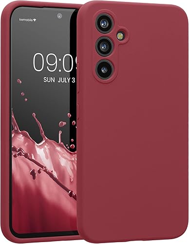 Miniatura 1 de kwmobile Funda compatible con Samsung Galaxy A54 5G - Funda delgada de silicona TPU - Acabado suave al tacto - Rojo ruibarbo