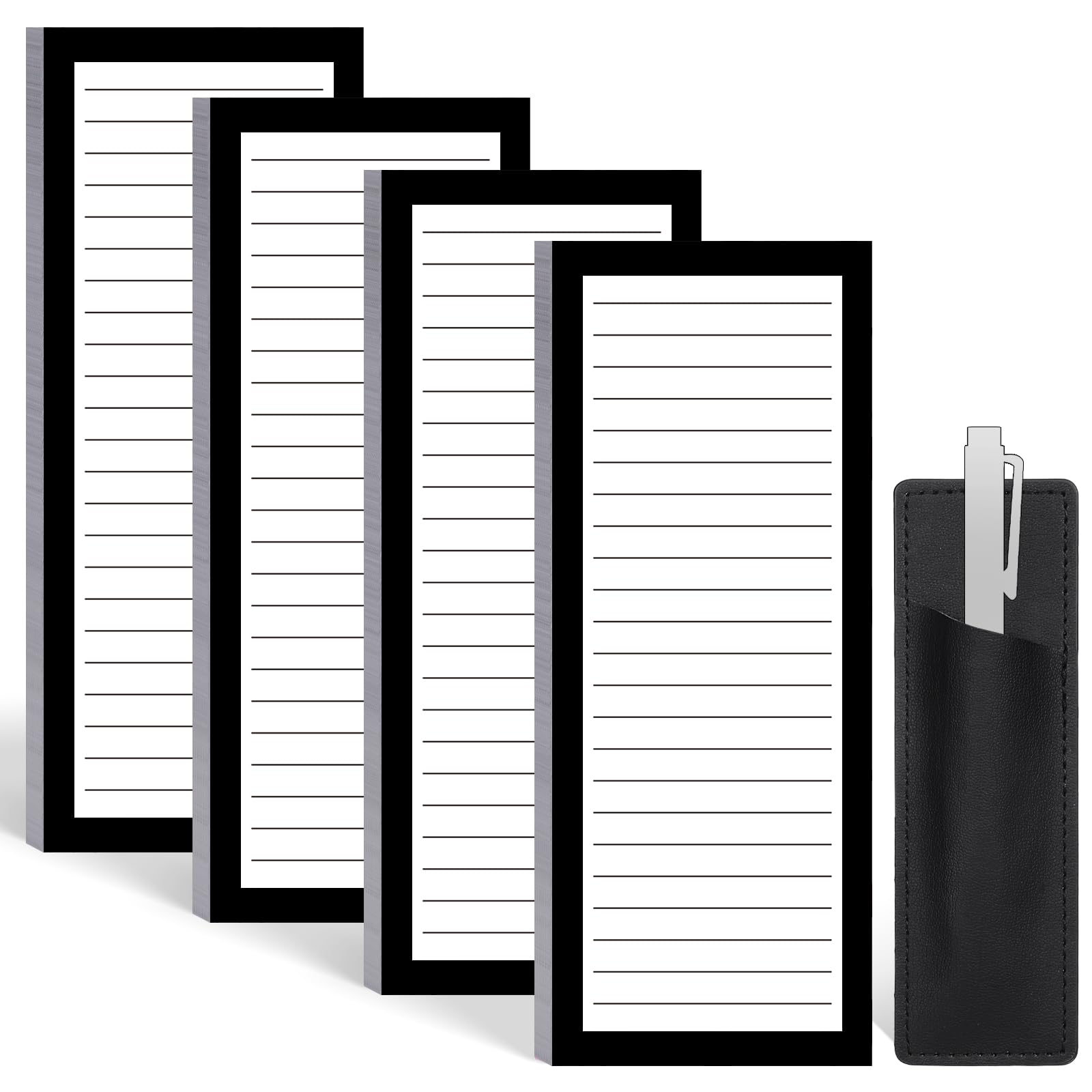 Thboxes 4 Pack Magnetic Note Pad for Fridge with Pen Holder, Totally 200 Sheets Magnetic To Do List, Shopping List, Grocery List, Memo Pads for