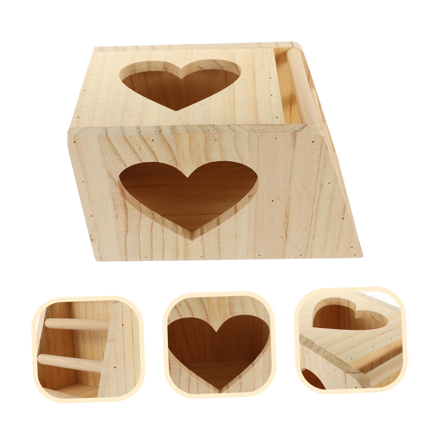 Holz Futterkrippe mit Grashalter, Doppelt, Beige für Kleintierkäfig | Zweifach Angeordnetes Gitterdesign, Leicht zu Montieren, Multifunktionale Ausführung