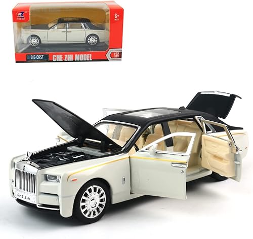 Carros fundidos a presión escala 132, Rolls-Royce modelo Phantom Car, auto de juguete de aleación de zinc con sonido y luz para regalo para niños y