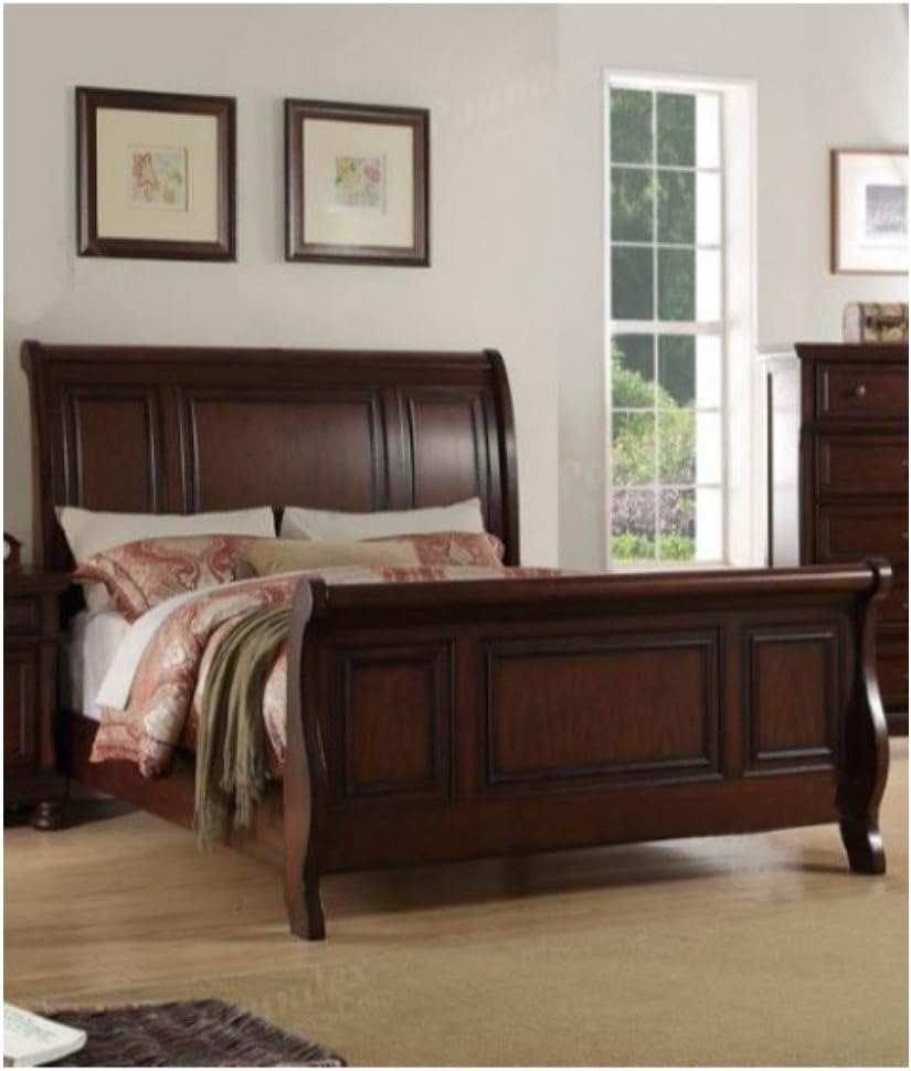 Benjara Marvelous Wooden Queen Bed, Brown