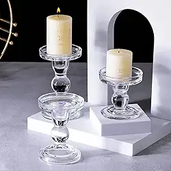 Castiçal Candelabro Porta Vela Vidro 11cm Mesa Jantar Centro