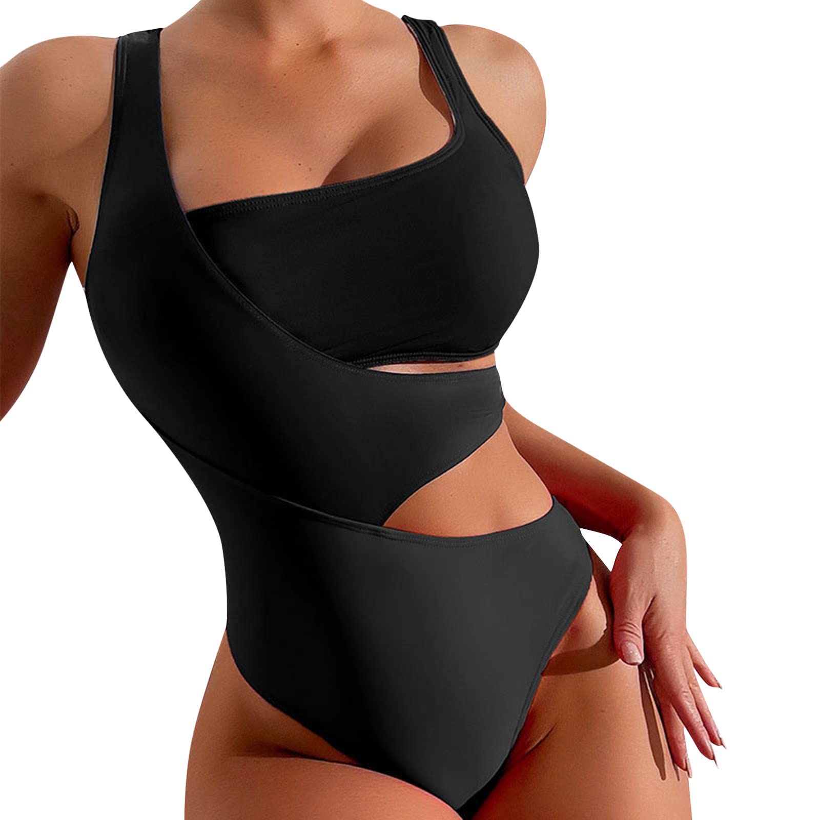 Genérico Barriga BañAdor Mujer con Bikini con Mujer Sin Traje de baño para Mujer Trajes de baño Traje de baño de Bloque de Color con Cuello en U Profundo Traje de Palabra De Honor BañAdores