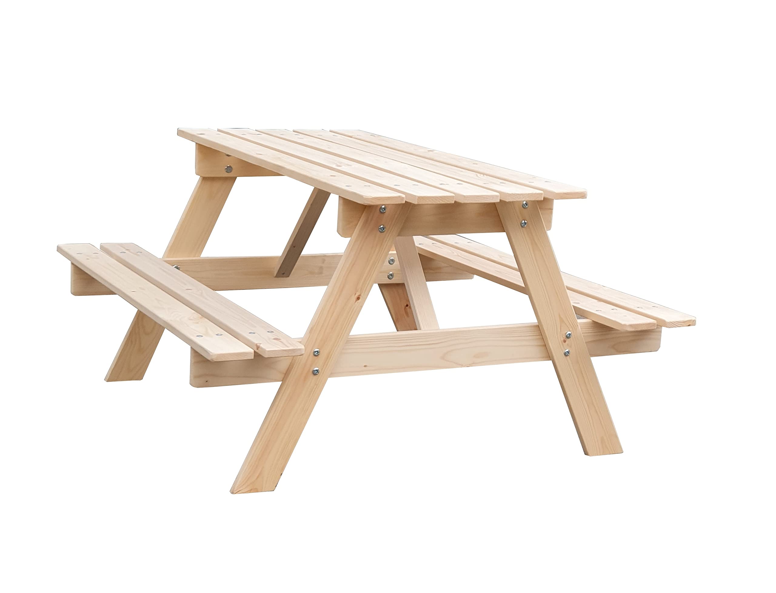 TIMBELA M018-1 Drewniany stół dziecięcy - stół i krzesło dziecięce - stół piknikowy 90 x 90 x wys. 50 cm - salon ogrodowy dla dzieci do użytku na zewnątrz lub wewnątrz