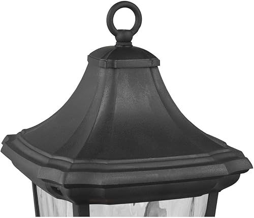 Miniatura 6 de Progress Lighting Marquette Collection - Farol de cristal transparente para exteriores, con textura de luz, color negro