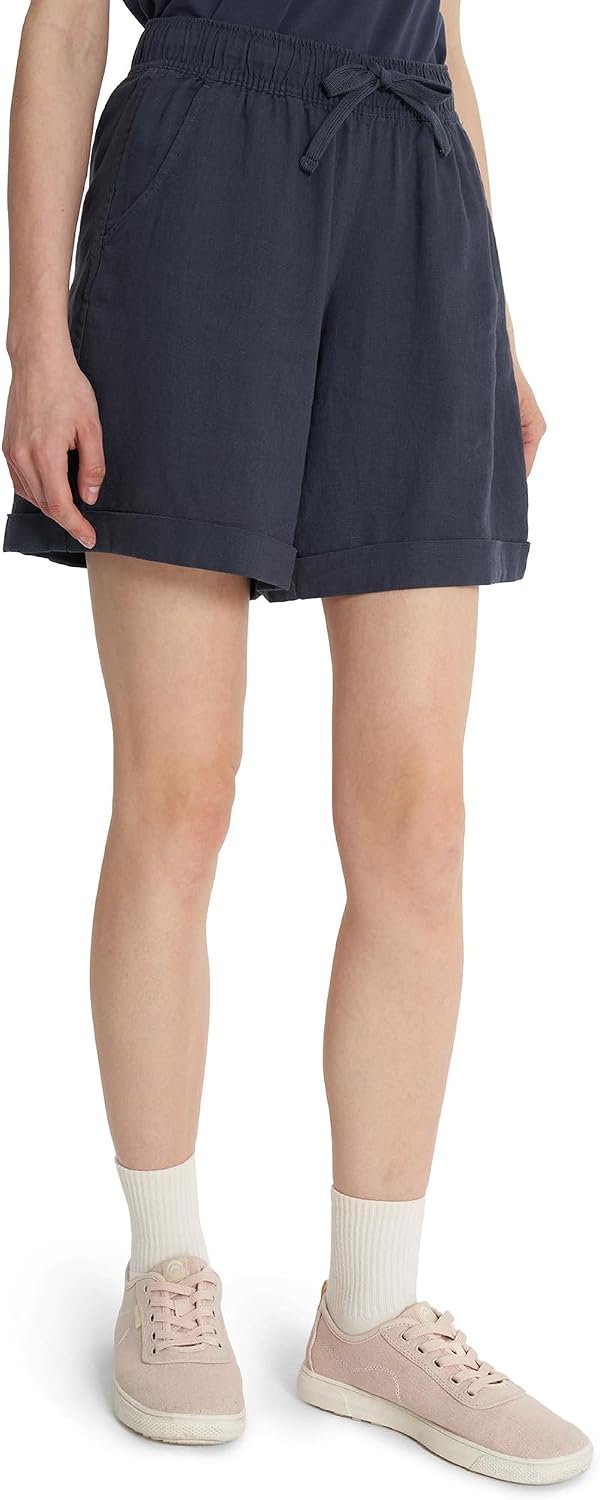Women's Coffee Shorts Outventure, Linen-Viscose Blend, Loose Fit, Adjustable Waistband, Practical Pockets for Summer Adventures