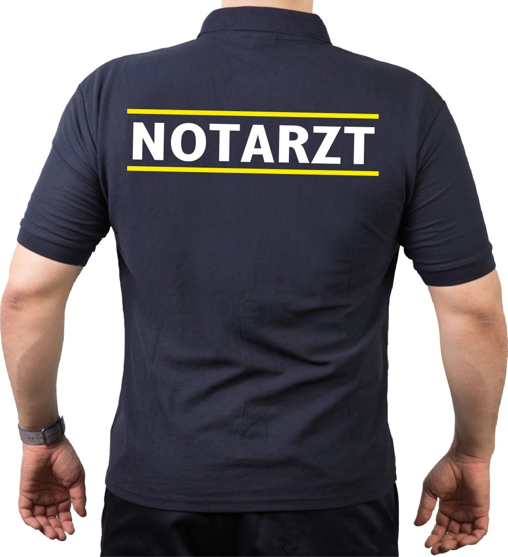 Poloshirt Navy, Notarzt Weiss zwischen Neongelb