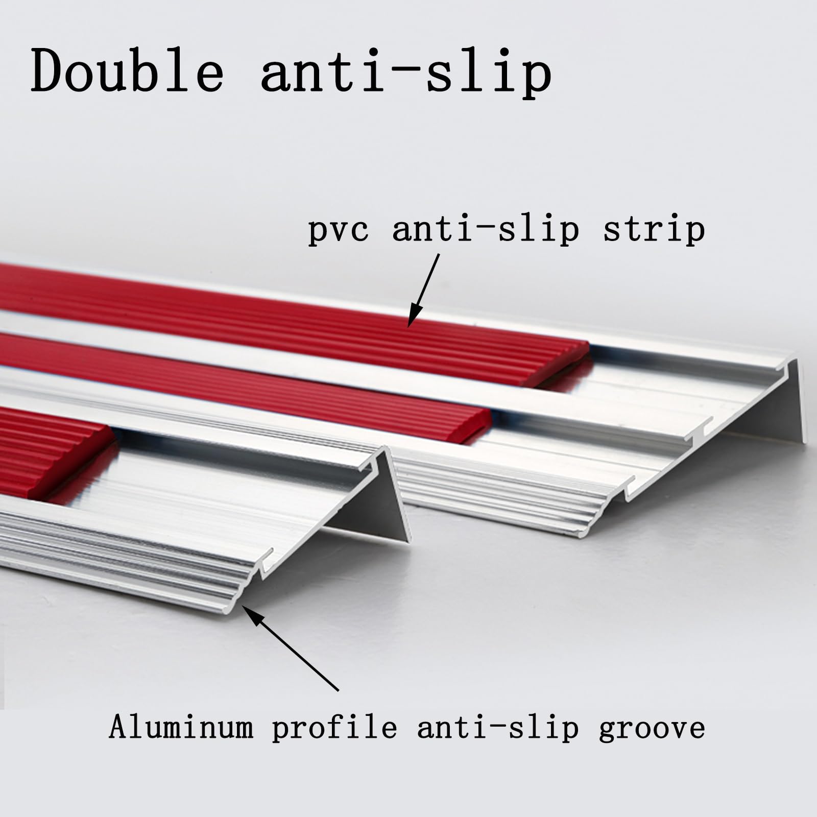 Tipo L Aluminio Tiras Antideslizantes Para Peldaños, Tira Borde Escalón, Esquina De Goma De Pvc Antideslizante, Doble Antideslizante, Fácil De Instalar, Adecuado para Escalones Y Bordes De Piscinas (
