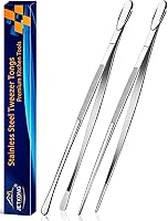 Vista 29 de JETKONG 2 pinzas finas de acero inoxidable de 16 pulgadas extra largas, pinzas de cocina largas para cocinar (arcoíris)