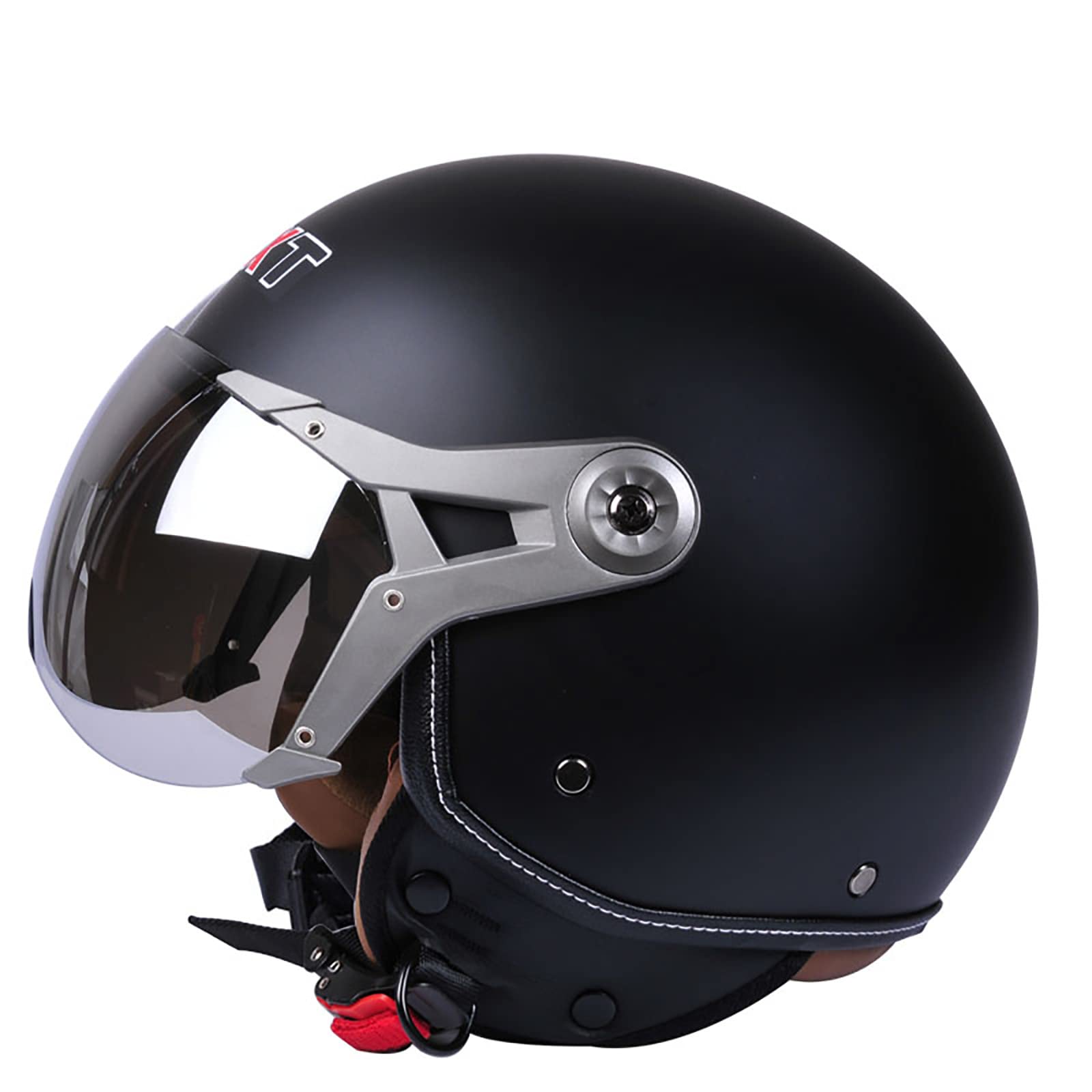 JATIBOSH Medio Casco Retro Tratamiento De Fortalecimiento, Antiarañazos Motocicleta Casco, Lentes Chapadas En Plata Clara De Primera Calidad Jet Ciclomotor Abierto Cascos, Certificación ECE