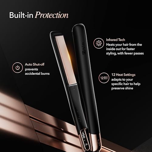 Miniatura 6 de SRILabs StyleQ - Plancha para alisar el cabello, tecnología GraphFlow, iones negativos, terapia de luz infrarroja, 12 ajustes de calor para liso,