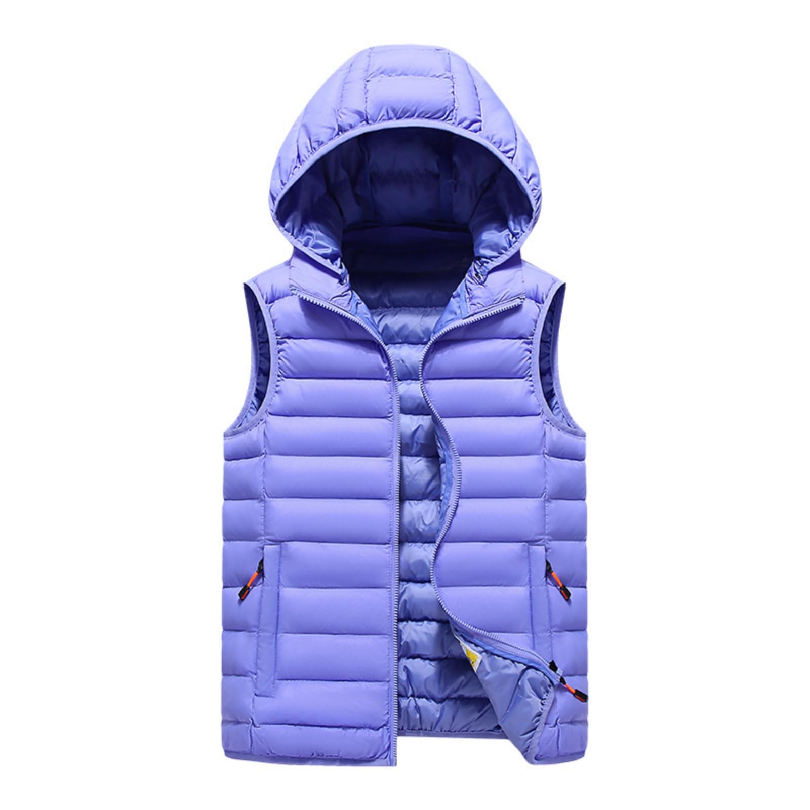 Chaleco Hombre Sin Mangas Cremallera, Chaleco Hombre Invierno con Bolsillo Cuello Alto Capucha Desmontable Color Liso, Chalecos Trabajo Montaña - Chalecos Deportivo Casual