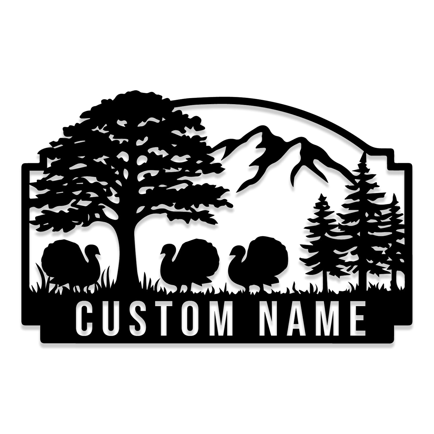 Oldeve Style-3 Custom Wild Turkey Farmhouse Metal Sign,Personalized Turkey Farm Name Sign,Farm Front Door Wall Hanging Sign, Thanksgiving Decor, Custom Metal Turkey Garden Stake (Style-3)