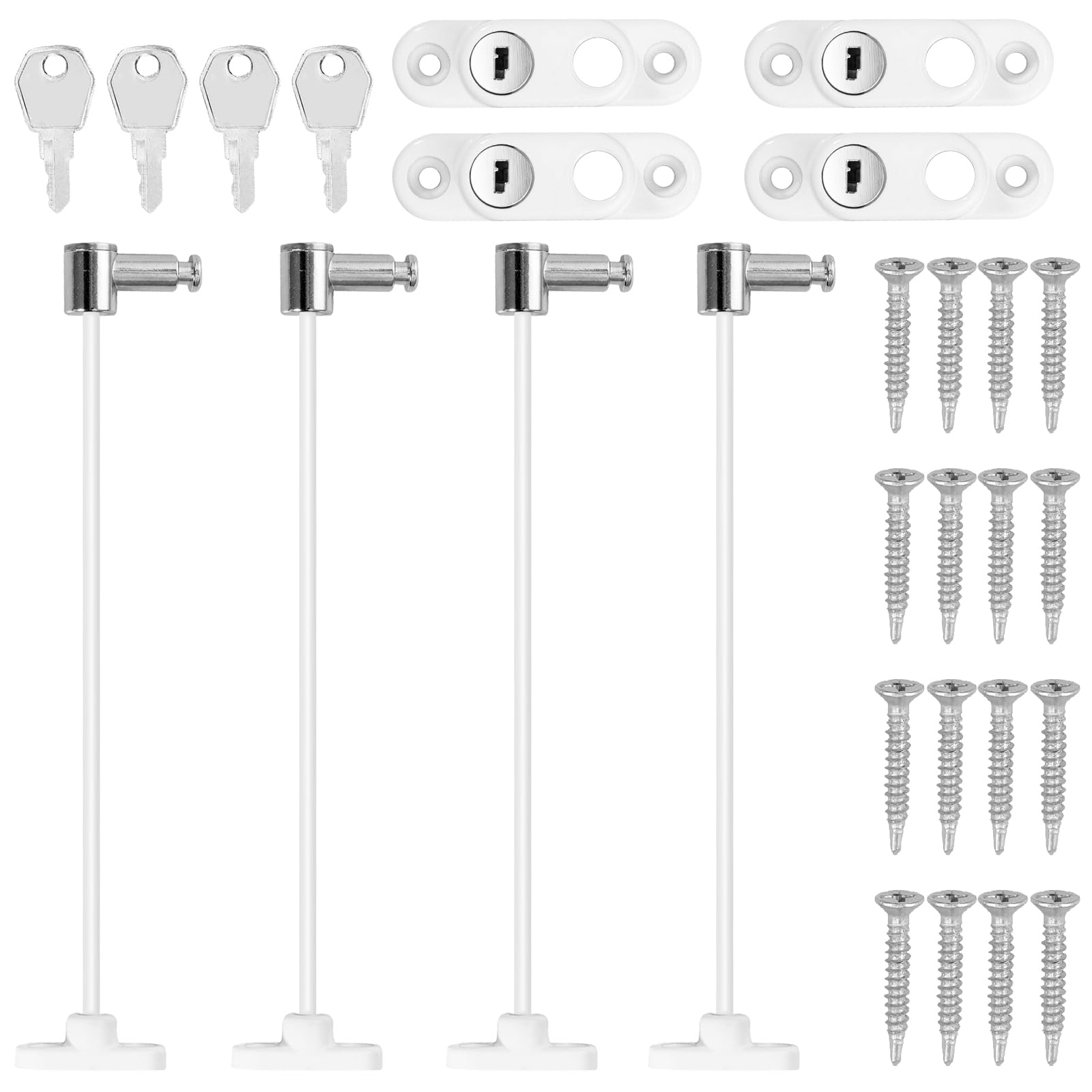 Neoteck 4pcs Entrebâilleur de Sécurité Fenêtre Bébé à Clé – Câbles Verrouillables en Métal Amélioré – Limiteur Ouverture Fenêtre et Porte pour Enfants, PVC, Aluminium, Maison