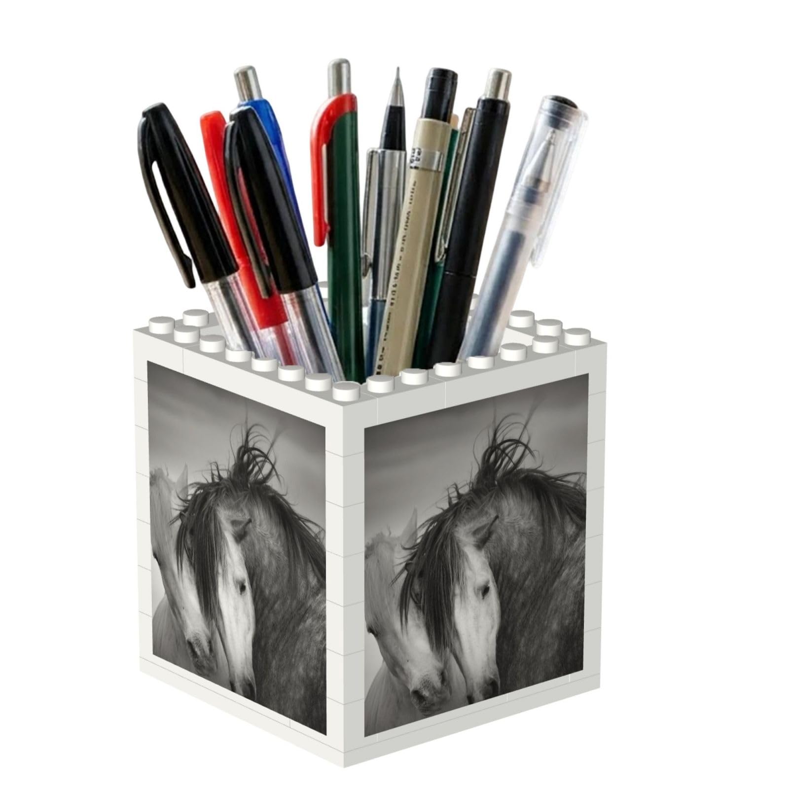 Poadnly Horses, Pen Pot Pencil Holder for Office Home School, Compact Desk Organiser for Office Stationery