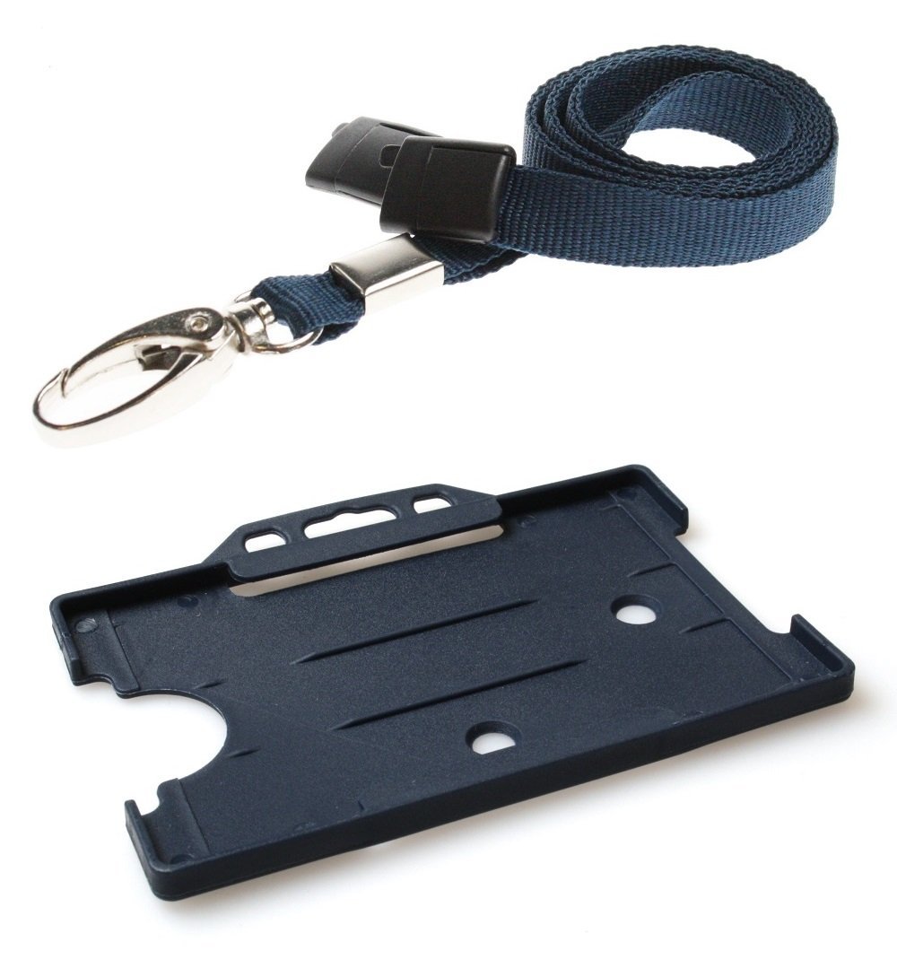 Identity-Plus Dark Blue Lobster Clip Lanyard & Dark Blue Landscape ID Card Holder (5)