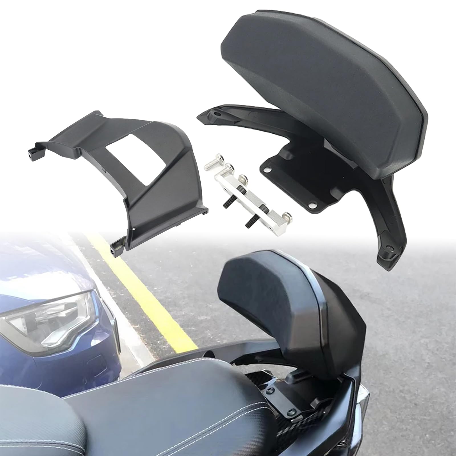 Motorcycle Backrest Rear Passenger Seat Tailstock Back Rest Cushion Pillion Rest Pad Compatible with KYMCO AK550 AK 550 2017-2022 (Black)