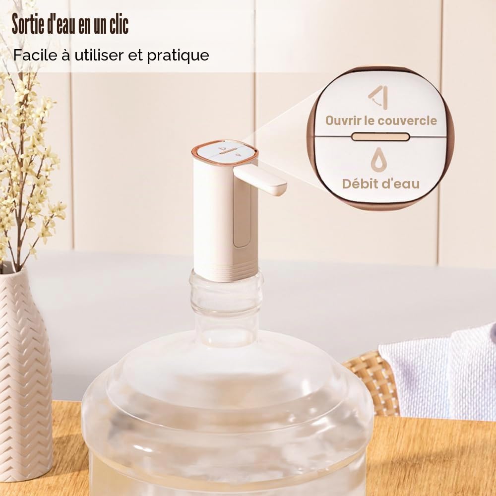 Distributeur Bouteilles d'eau Pliable électrique, Pompe à Eau Universel Automatique, Robinet Bouteilles avec 0,5m Tuyau de Silicone, pour Maison Camping Entreprise