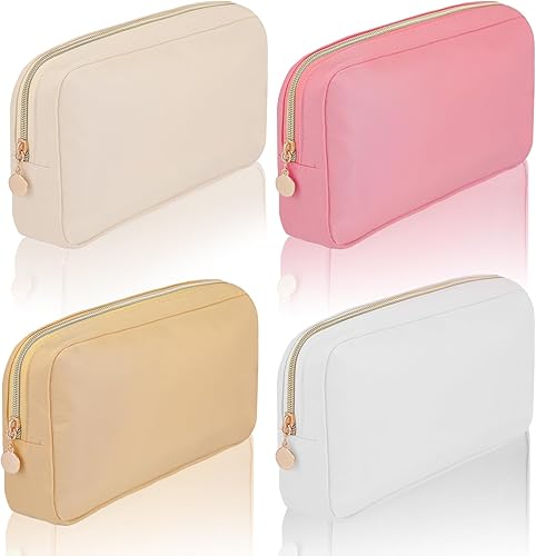 Hushee Bolsa de maquillaje de nailon, bolsa de aseo de viaje, bolsa grande para cosméticos, impermeable, con cremallera, bolsa organizadora de