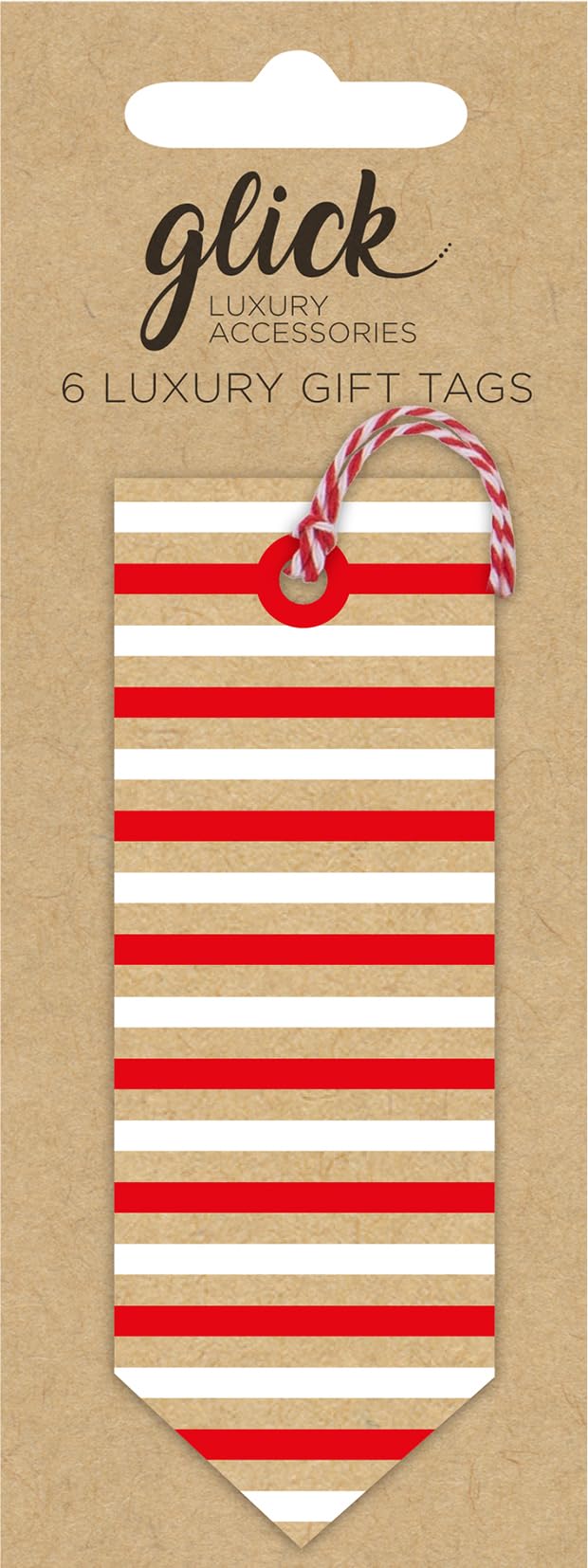 Glick Christmas Tags, Gift Tags for Christmas, Candy Canes, Red & White Striped x Multipack 6