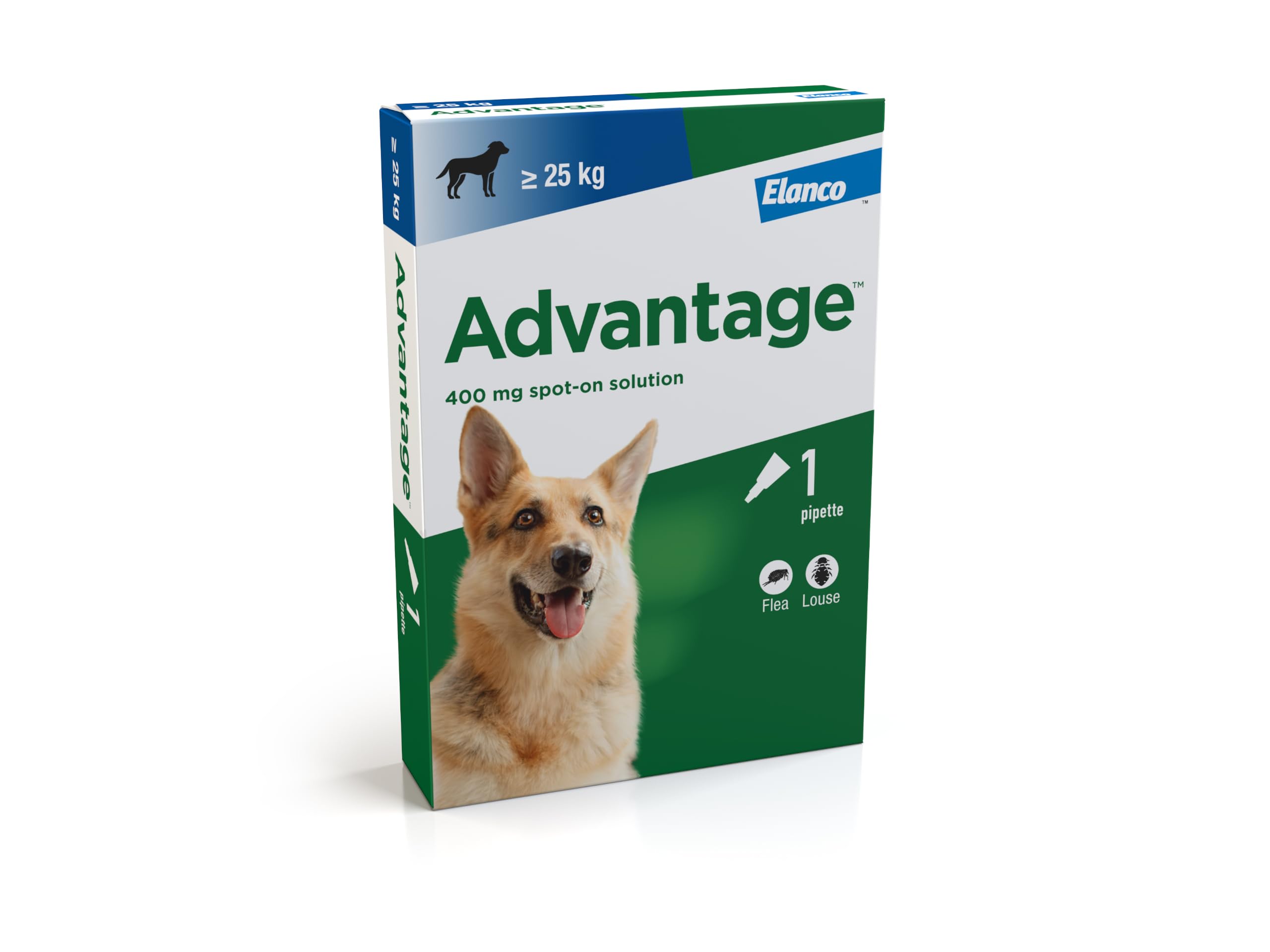 Advantage Spot On Flea Treatment For Extra Large Dogs 25-40kg (1 pipette, 400mg), Kills Fleas Within 24 Hours, Prevents Further Infestation For Up To Four Weeks