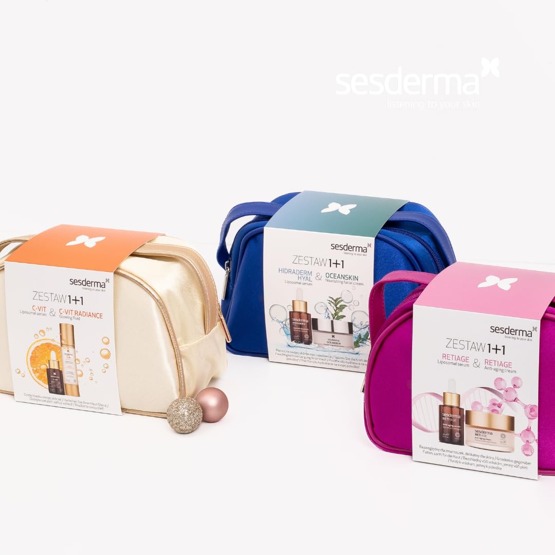 Sesderma C-VIT Weihnachtsset - Radience Creme 50 ml + Serum 30 ml, Vitamin C Anti-Aging Set, Feuchtigkeit & Glow, Für strahlende Haut, Ideal für alle Hauttypen