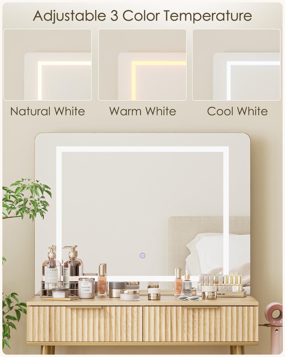 Adjustable 3 Color Temperature Mirror