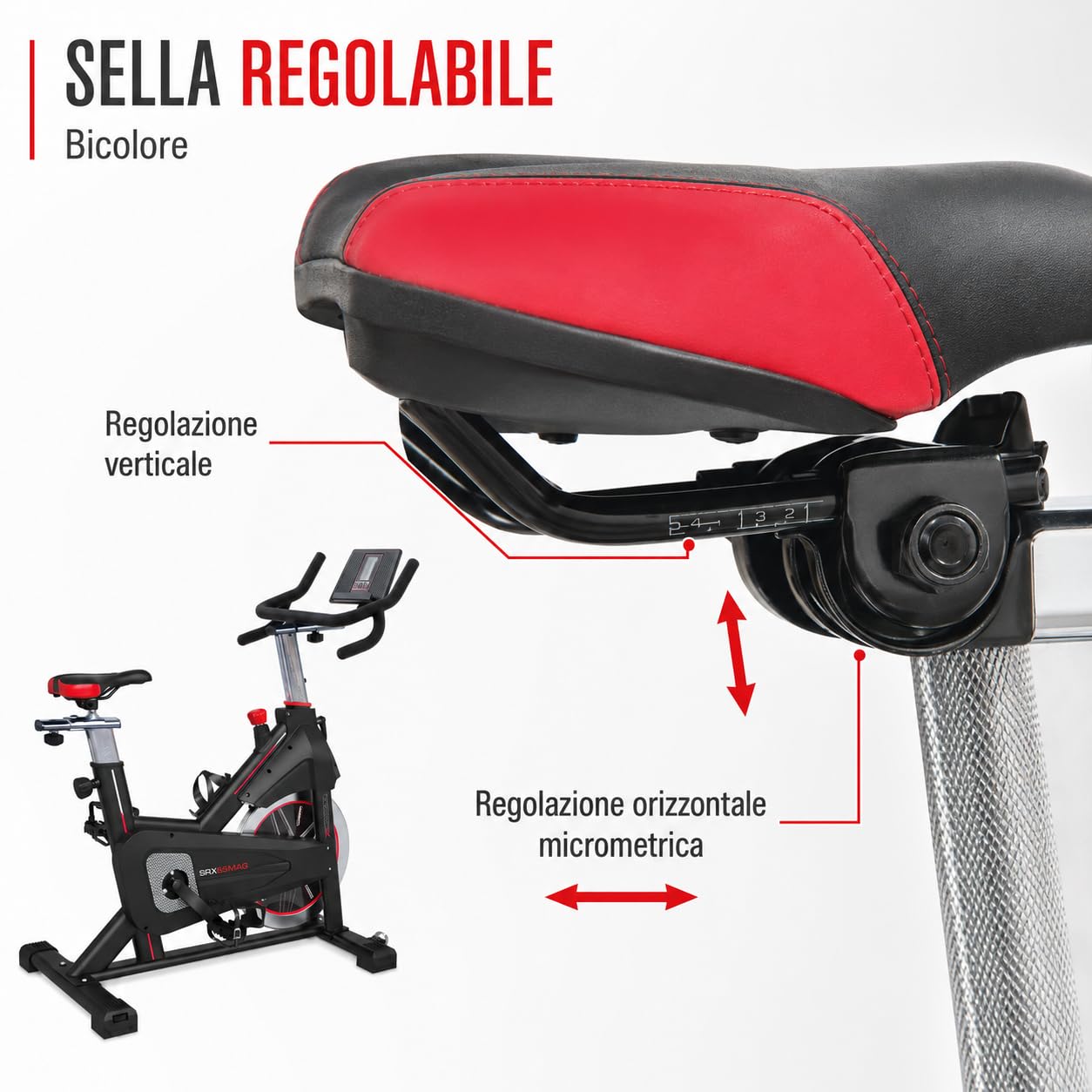 TOORX [SRX-65MAG Indoor Cycle Spinning Bike Magnetica] Spin Bike Fitness | Cyclette Spinning Volano 20 kg Resistenza Magnetica Computer LCD Zwift Kinomap Cardio Home Gym Pedali SPD