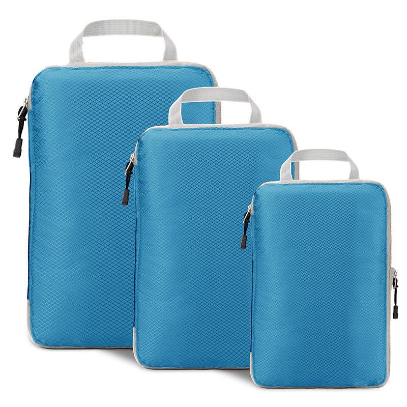 Plobeca 3 Set Compression Packing Cubes Travel - Vacation Essentials Travel Accessories Packing Organizers Lightweight Luggage Essential Storage Bags for Woman & Man (Lake blue