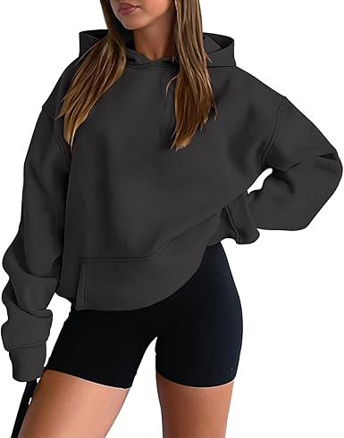 onlypuff Women Hoodies Casual Pullover Long Sleeve Sweatshirt Kangaroo Pocket Drop Shoulder Sweater