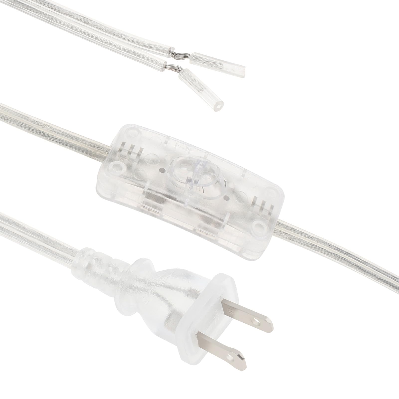Uxcell 2-Pack US Plug Lamp Cord - 6ft 18/2 SPT-2 Wire With Stripped Ends, White - View #3